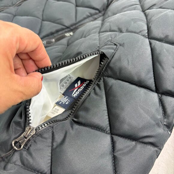 Women’s Reversible Hooded Winter Coat Puffer Jacket Black/White Faux Fur Size L - Picture 6 of 13